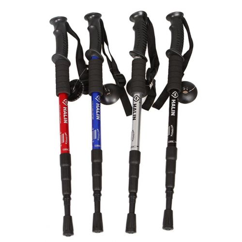  Chartsea Anti Shock Hiking Walking Trekking Trail Poles Stick Adjustable Canes 4-Sections With Compass (blue)