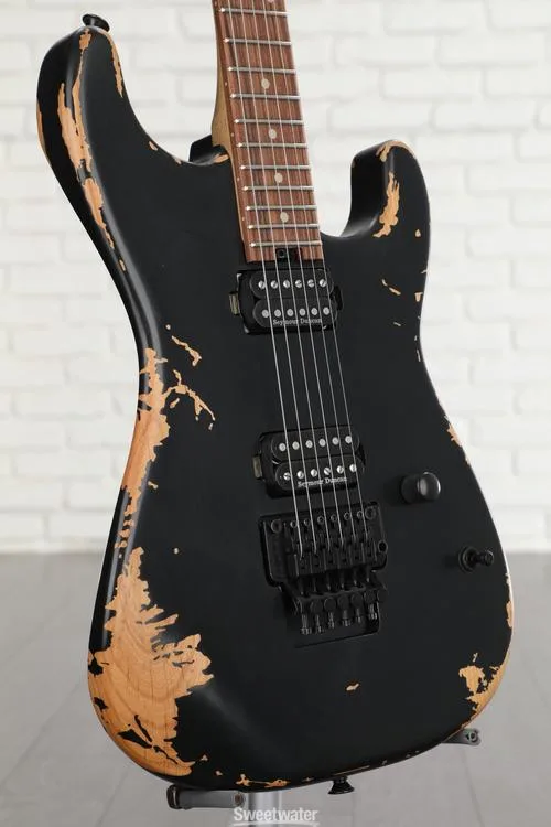  Charvel Pro-Mod Relic San Dimas Style 1 HH FR PF Electric Guitar - Weathered Black