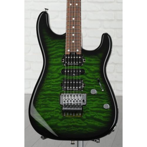  Charvel MJ San Dimas Style 1 HSH FR PF QM Electric Guitar - Transparent Green Burst