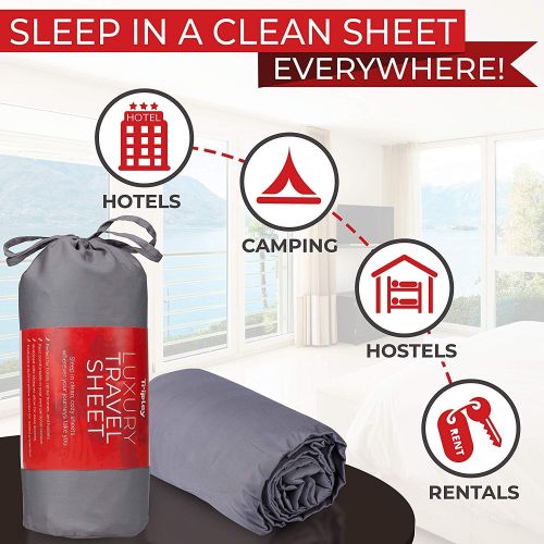  Chasbren Tripley Luxury Travel Sheet, Sleeping Bag Liner, Softer Than Silk, Cooler Than Cotton, 100% Satin Weave Tencel Lyocell from Sustainably Sourced Eucalyptus