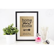 /Chathamplace Home Sweet Home Burlap Print House Warming Gift New Home Housewarming Gift Custom Address Sign New Homeowner Real Estate Closing Gifts Agent