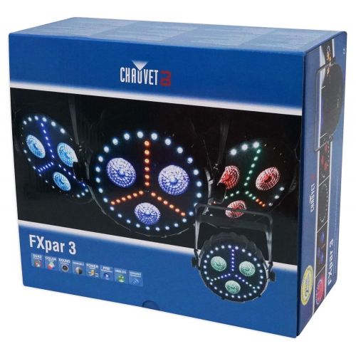  (4) Chauvet DJ FXPar 3 RGB+UV SMD LED Wash Lights wStrobe+Cables+Clamps+Bags