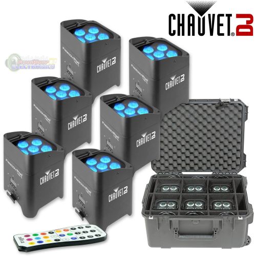  6x Chauvet Freedom Par Tri-6 BatteryWireless DMX RGB LED Wash Light + SKB Case