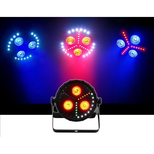  (2) Chauvet DJ FXPar 3 RGB+UV SMD LED Wash Lights w Strobe+Cables+Clamps+Bag
