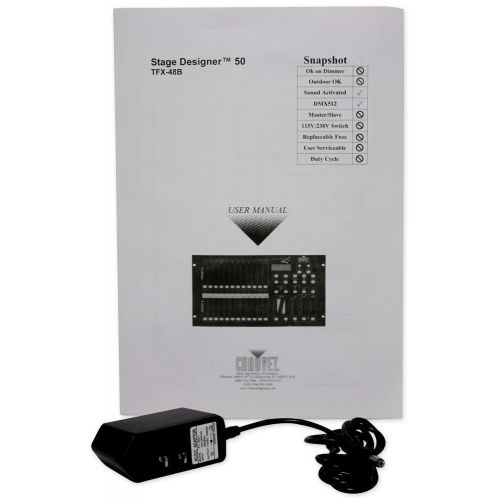  Chauvet DJ STAGE DESIGNER 50 48 Ch. DMX-512 Dimmer Controller+(2) Strobe Lights