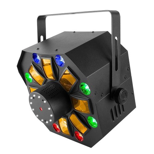  Chauvet DJ Swarm Wash FX 4-in-1 DJ Light with RGBAW Rotating Derby, RGB+UV Wash, and Ring of White SMD Strobes