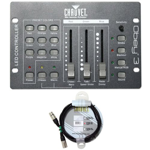  Chauvet DJ Obey 3 Universal Dmx 512 Controller With 3 Channels + DMX Cable