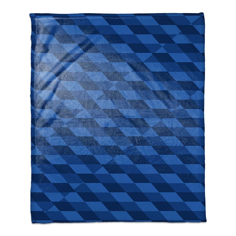  Checkered Abstract Throw Blanket in Blue