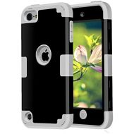 [아마존베스트]Case for iPod 5 6 7- CheerShare iPod Touch 7 6 5 Case, The Best Silicone Shockproof High Impact Layered Case + Protective Cover Case for iPod Touch 5th 6th 7th Generation(Black + G