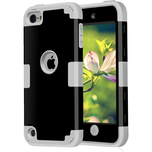  [아마존베스트]Case for iPod 5 6 7- CheerShare iPod Touch 7 6 5 Case, The Best Silicone Shockproof High Impact Layered Case + Protective Cover Case for iPod Touch 5th 6th 7th Generation(Black + G