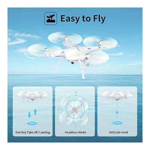  Cheerwing Syma X5SW-V3 WiFi FPV Drone 2.4Ghz 4CH 6-Axis Gyro RC Quadcopter Drone with Camera, White