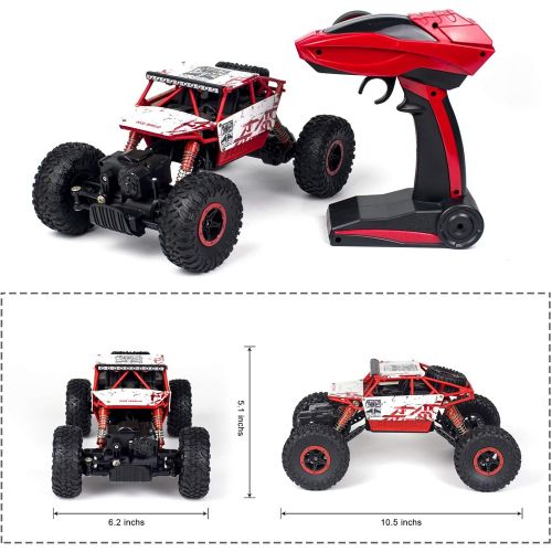  Cheerwing 1:18 Rock Crawler 2.4Ghz Remote Control Car 4WD Off Road RC Monster Truck (Red)