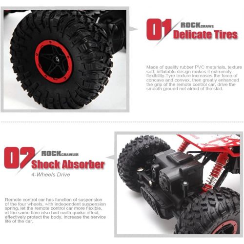 Cheerwing 1:18 Rock Crawler 2.4Ghz Remote Control Car 4WD Off Road RC Monster Truck (Red)