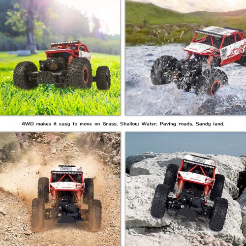  Cheerwing 1:18 Rock Crawler 2.4Ghz Remote Control Car 4WD Off Road RC Monster Truck (Red)