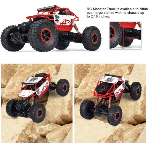  Cheerwing 1:18 Rock Crawler 2.4Ghz Remote Control Car 4WD Off Road RC Monster Truck (Red)