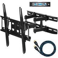Cheetah Mounts APDAM3B Dual Articulating Arm TV Wall Mount Bracket for 20-65” TVs up to VESA 400 and 115lbs Only, Mounts on Studs up to 16” Only and includes a Twisted Veins 10’ HD
