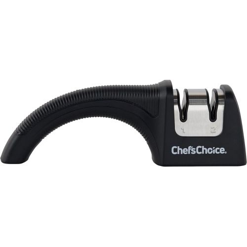  Chef'sChoice 465 Diamond Hone Manual Kitchen Knife Sharpens Straight Edge, Pocket, Sport and Serrated Knives, 2-Stage, Black