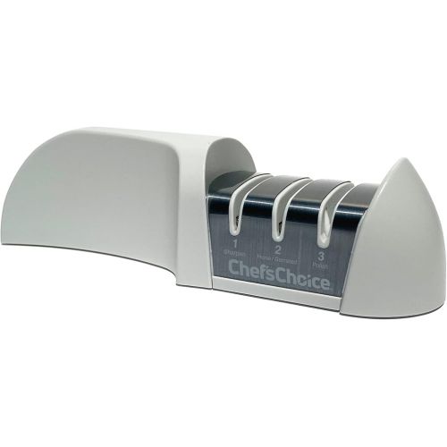  Chef'sChoice G436 Manual Knife Sharpeners for Serrated and Straight Knives Diamond Abrasives, Wide Slots, 3-Stage, White