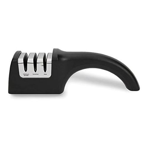  Chef'sChoice AngleSelect Diamond Hone Professional Manual Knife Sharpener for Straight and Serrated Knives with Precise Angle Control Compact Footprint, 3-Stage, black