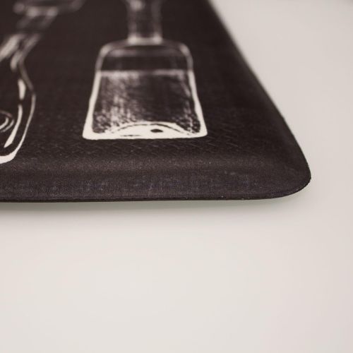  Chef Gear White Bottles Kitchen Mat, 20 x 32, Black