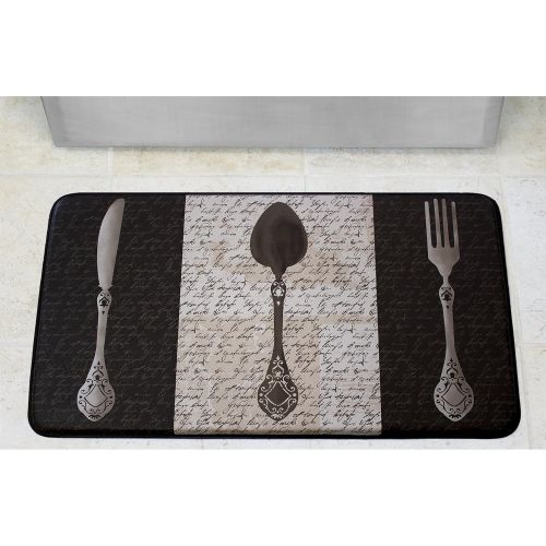  Chef Gear French Utensils Faux Leather Anti-Fatigue Cushioned Chef Mat, 18 by 30-Inch