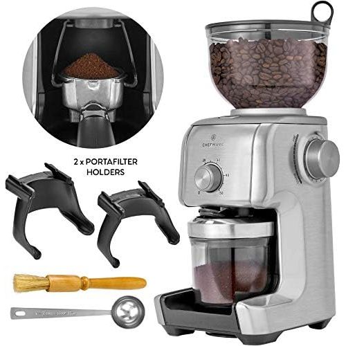  ChefWave Conical Burr Coffee Grinder - 16 Grind Settings Electric Coffee Bean Grinder - Die Cast Aluminum Housing - Scoop, Cleaning Brush - Coarse for French Press, Fine for Espres