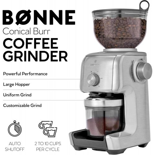  ChefWave Conical Burr Coffee Grinder - 16 Grind Settings Electric Coffee Bean Grinder - Die Cast Aluminum Housing - Scoop, Cleaning Brush - Coarse for French Press, Fine for Espres