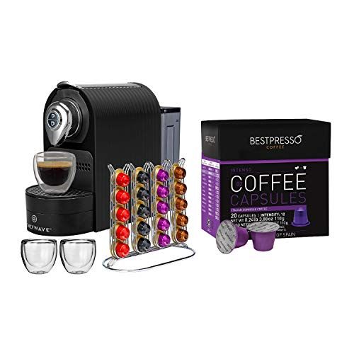  ChefWave CW-NCM01B Espresso Machine with 20-Count Intenso Dark Roast Coffee Capsules and Capsule Holder Bundle (2 Items)