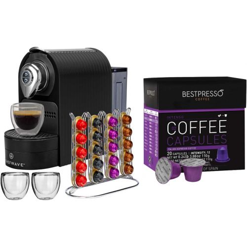  ChefWave CW-NCM01B Espresso Machine with 20-Count Intenso Dark Roast Coffee Capsules and Capsule Holder Bundle (2 Items)