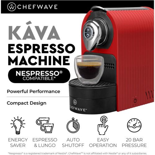  Chefwave Milkmade Non-Dairy Milk Maker with Kava Espresso Machine (Red)