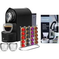 ChefWave Espresso Machine for Nespresso Compatible Capsule, Holder, Cups (Black) w/ Descaling Powder Bundle Set (2 Items)