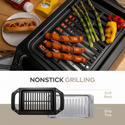  ChefWave Sosaku Smokeless Indoor Grill George Foreman Grill Removeable Plates Non-Stick Korean BBQ Electric Grill Indoor with Infrared Technology - Kebab Set, Fries Basket & Fish C