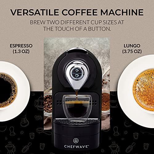  ChefWave Espresso Machine & Coffee Maker Compatible with Nespresso Original Capsules (Black) - Programmable, One-Touch, Premium, Italian 20 Bar High Pressure Pump with Pod Holder &