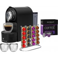 ChefWave Espresso Machine Compatible with Nespresso Capsules (Black) with 20-Count Intenso Dark Roast Coffee Capsules and Capsule Holder Bundle (2 Items)