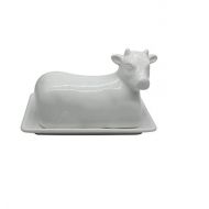 Butter Dish Cow Shaped White Ceramic / Porcelain by Chefcaptain