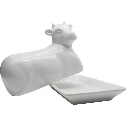  Butter Dish Cow Shaped White Ceramic / Porcelain by Chefcaptain