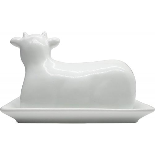  Butter Dish Cow Shaped White Ceramic / Porcelain by Chefcaptain