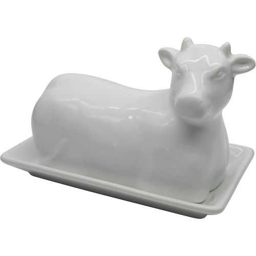  Butter Dish Cow Shaped White Ceramic / Porcelain by Chefcaptain