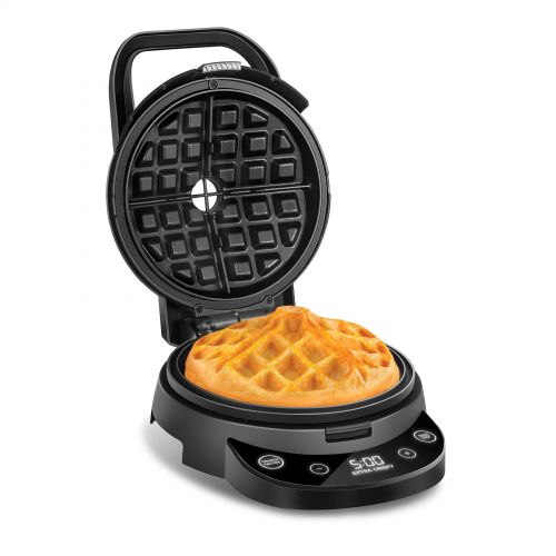  Chefman Perfect Pour Volcano Belgian Waffle Maker w/ Nonstick Plates, Cleaning Tool & Measuring Cup Included, Black