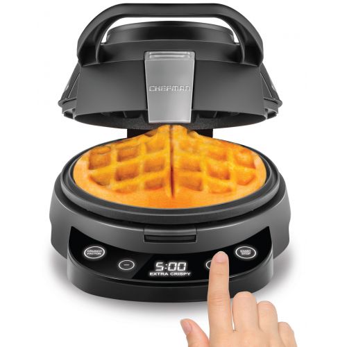 Chefman Perfect Pour Volcano Belgian Waffle Maker w/ Nonstick Plates, Cleaning Tool & Measuring Cup Included, Black