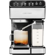 Chefman 6-in-1 Espresso Machine with Built-In Milk Frother, 15-BAR Pump, Digital Display, One-Touch Single or Double Shot for Cappuccinos and Lattes, XL 1.8-L Water Reservoir, Stainless Steel