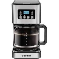 Chefman 12-Cup Programmable Coffee Maker, Electric Brewer, Auto Shut Off, Digital Display w/Auto-Brew Function, Anti-Drip Pot, Reusable Filter for Fresh Grounds, Square Stainless Steel, Glass Carafe