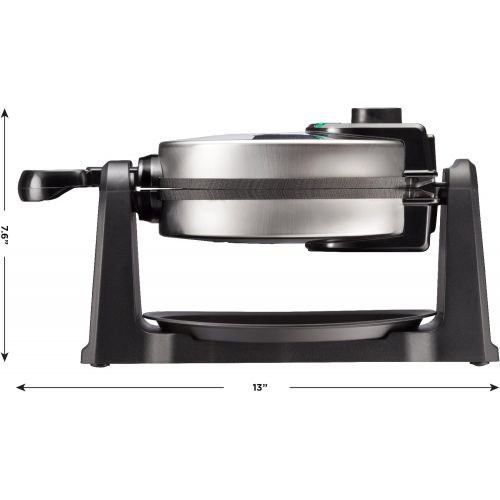  [아마존베스트]Chefman Rotating Belgian Waffle Maker 180° Single Flip Waffle Iron w/Non-Stick Plates Creates Restaurant Style Waffles Adjustable Timer & Locking Lid Space Saving Includes Drip Pla