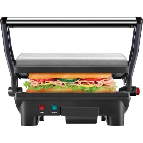  Chefman Electric Panini Press Grill and Gourmet Sandwich Maker w/ Non-Stick Coated Plates, Opens 180 Degrees to Fit Any Type or Size Food, Dishwasher Safe Removable Drip Tray, Stai