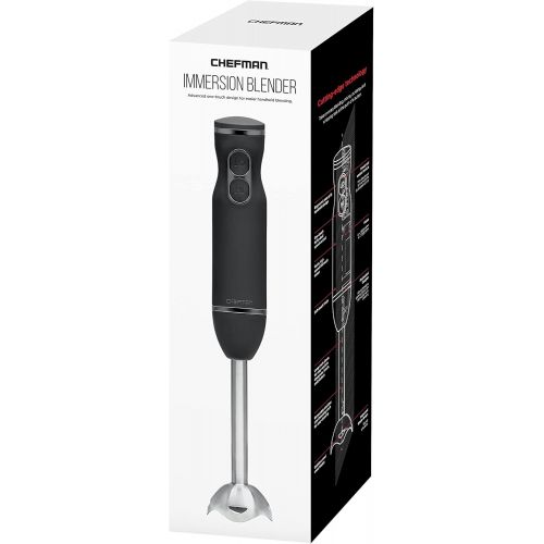  Chefman Immersion Stick Hand Blender Powerful Electric Ice Crushing 2-Speed Control Handheld Food Mixer, Purees, Smoothies, Shakes, Sauces and Soups, Black