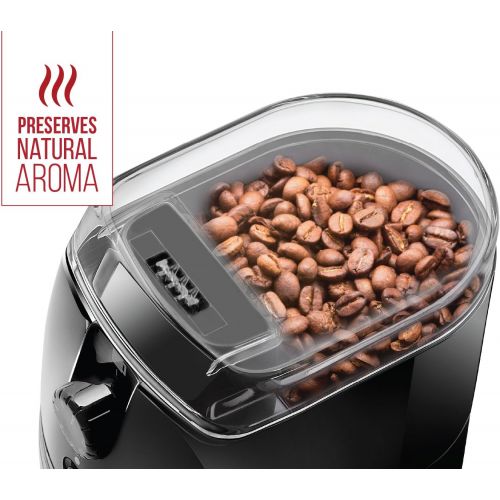  Chefman Coffee Grinder Electric Burr Mill - Freshly Grinds Up to 2.8oz Beans, Large Hopper with 17 Grinding Options for 2-12 Cups, Easy One Touch Operation, Cleaning Brush Included