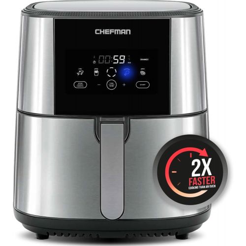  CHEFMAN Large Air Fryer Max XL 8 Qt, Healthy Cooking, User Friendly, Nonstick Stainless Steel, Digital Touch Screen with 4 Cooking Functions, BPA-Free, Dishwasher Safe Basket, Preh