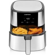 CHEFMAN 2 in 1 Max XL 8 Qt Air Fryer, Healthy Cooking, User Friendly, Basket Divider For Dual Cooking, Nonstick Stainless Steel, Digital Touch Screen with 4 Cooking Functions, BPA-