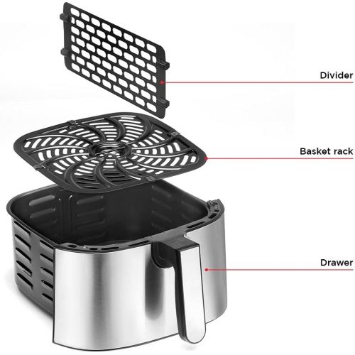  CHEFMAN 2 in 1 Max XL 8 Qt Air Fryer, Healthy Cooking, User Friendly, Basket Divider For Dual Cooking, Nonstick Stainless Steel, Digital Touch Screen with 4 Cooking Functions, BPA-