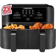 Chefman TurboFry Touch Dual Air Fryer, Maximize The Healthiest Meals With Double Basket Capacity, One-Touch Digital Controls And Shake Reminder For The Perfect Crispy And Low-Calor